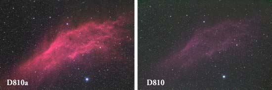 Nikon D810a vs D810 comparo Astrophotography
